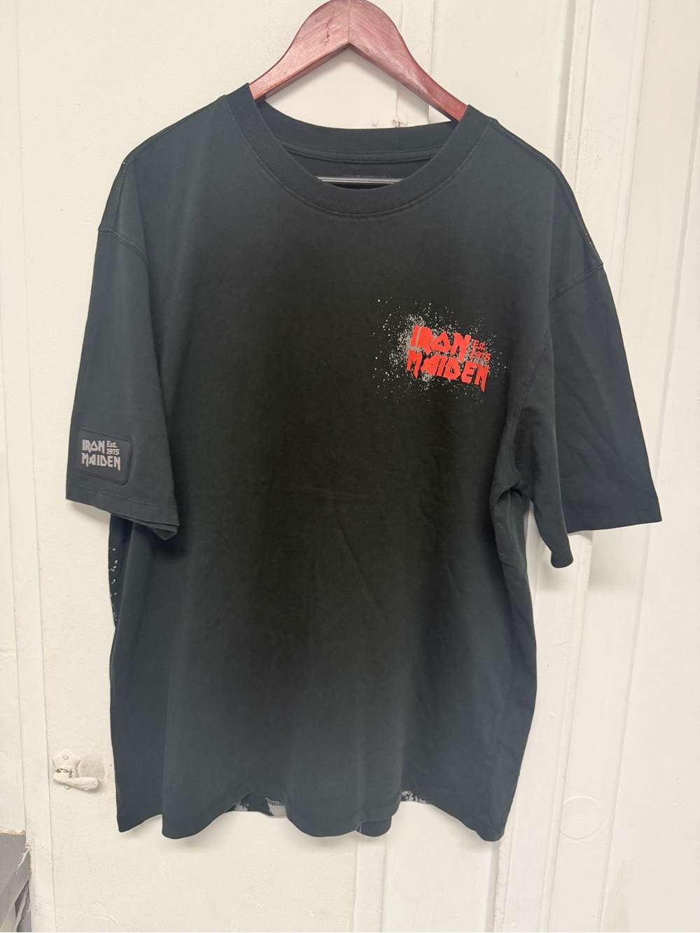 Cotton premium Black Graphic Tee - Short Sleeve Men’s Iron Maiden size M y2k